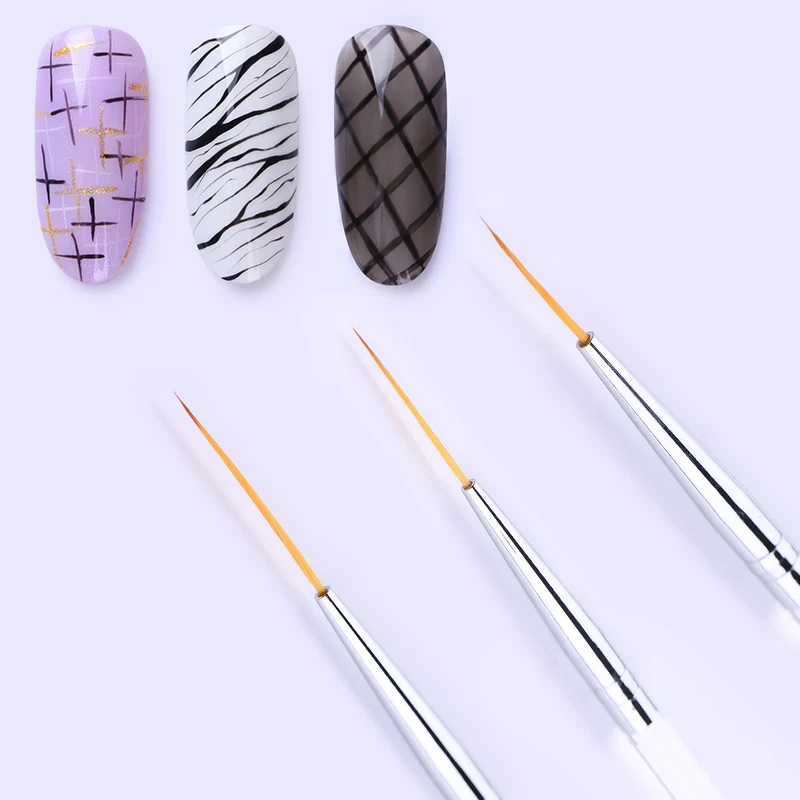 

3Pcs/Set Transparent Nail Brushes Kit Handle UV Gel Liner Brush Mixed Size 3D Flowers Drawing Pen DIY Nail Art Design Tool