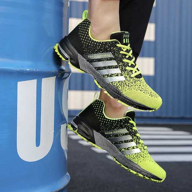 رائجة البيع احذية الجري الخضراء للجنسين أحذية رياضية رجالية الركض شبكة تنفس حجم كبير 48 النساء المدربين zapatillas تشغيل mujer 2