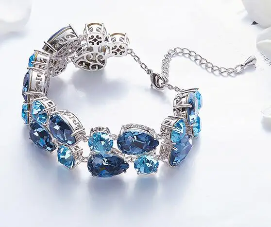 UXN57 S925 чистого серебра Циркон Кристалл девушки браслет ювелирные изделия свадебное платье Соответствующие подарки