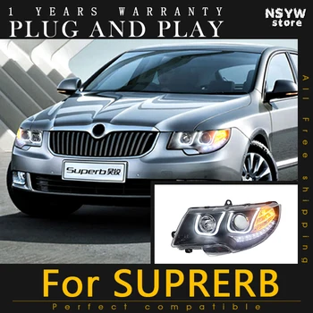 

2PCS Car LED Headlights For Skoda Superb 2009-2014 Led Lights Double Xenon Lens Car Accessories Daytime Running Lights Fog Light