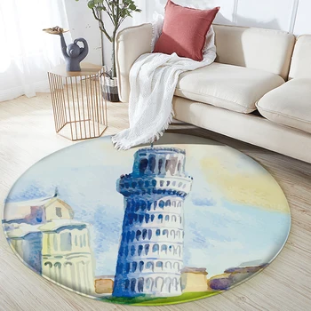 

Leaning Tower of Pisa Italy Carpets Flannel Anti-slip Bedroom Mat Area Rug 2020 Landscape 3D Printed Living Room Decor Carpet