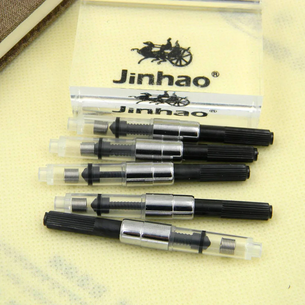 Pluma estilográfica negra, convertidores cartuchos de tinta, gran oferta, papelería, suministros de oficina y escuela, 5 uds.