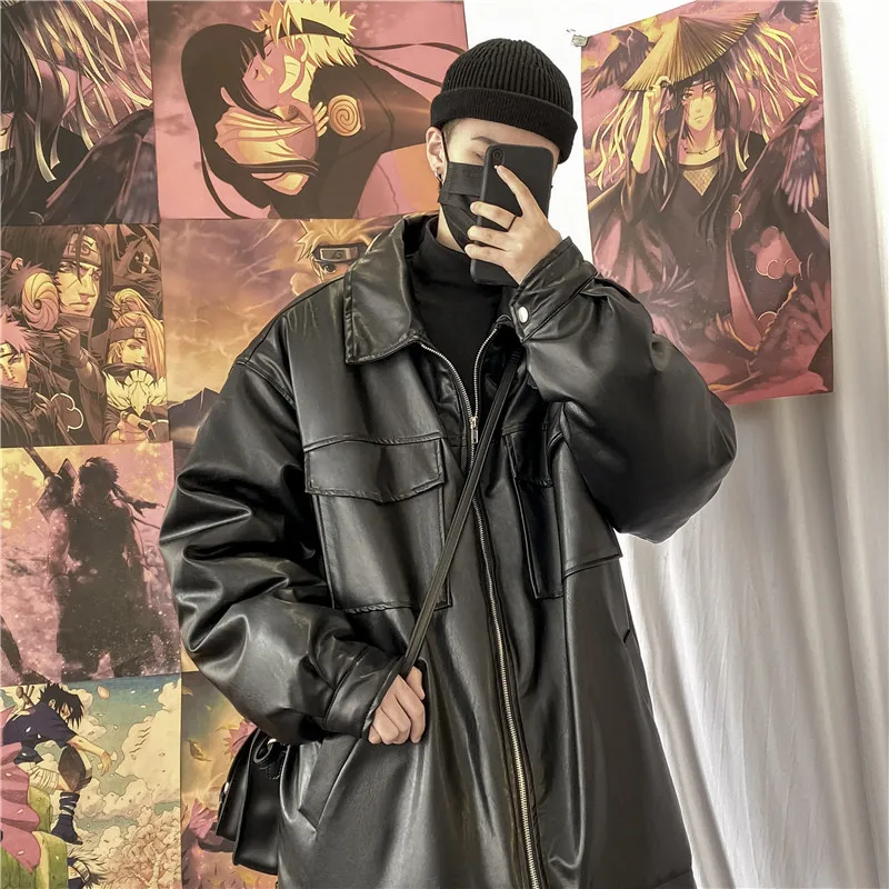 Зимнее мужское Свободное пальто из искусственного меха, утепленная одежда с хлопковой подкладкой, кожаная зимняя куртка, верхняя одежда, парки, Тренч, M-XL