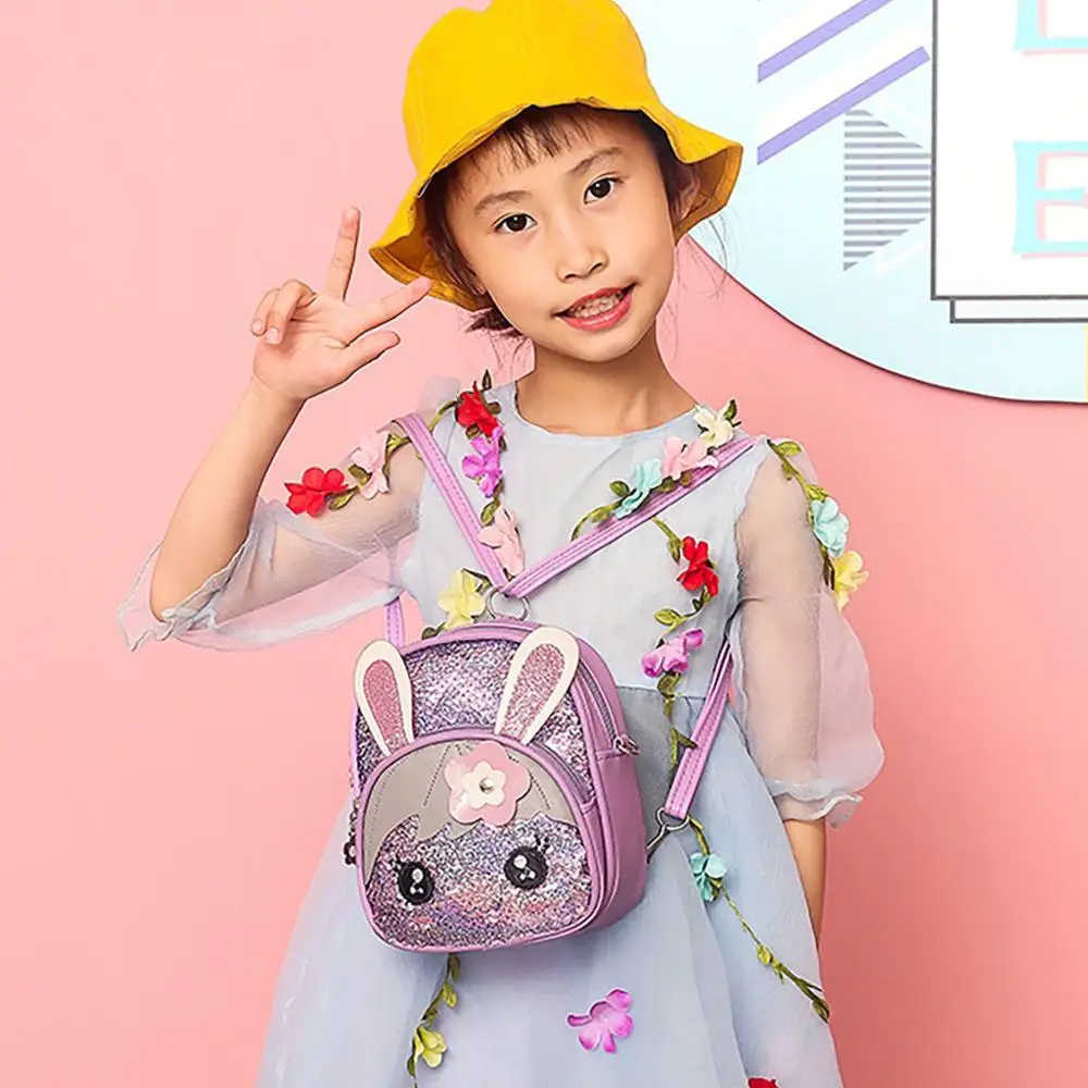 

MAIOUMY Fashion Female Bag Children Blinking Sequins Backpack Wild Cute Rabbit Ear Kids Casual Shoulder Bags