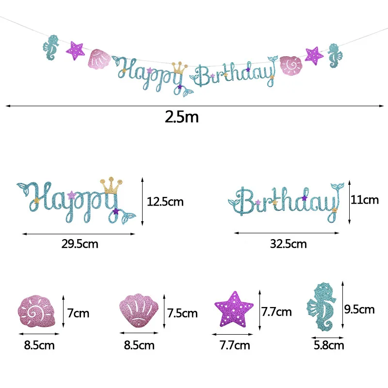 1 Набор вечерние шары Русалочки с декором в тему океана, баннер на день рождения, 32 дюйма, фольгированные шары с цифрами для детского душа, декоративные принадлежности