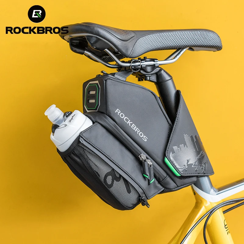 RockBros Rainproof Bike Rear Bag With Water Bottle Pocket Bicycle Tail Seat Bag