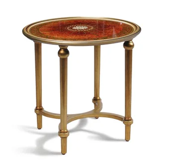 

51cm Round Coffee Table / Small Tea Table with Gilding Wood Legs / 64cm or 51cm High