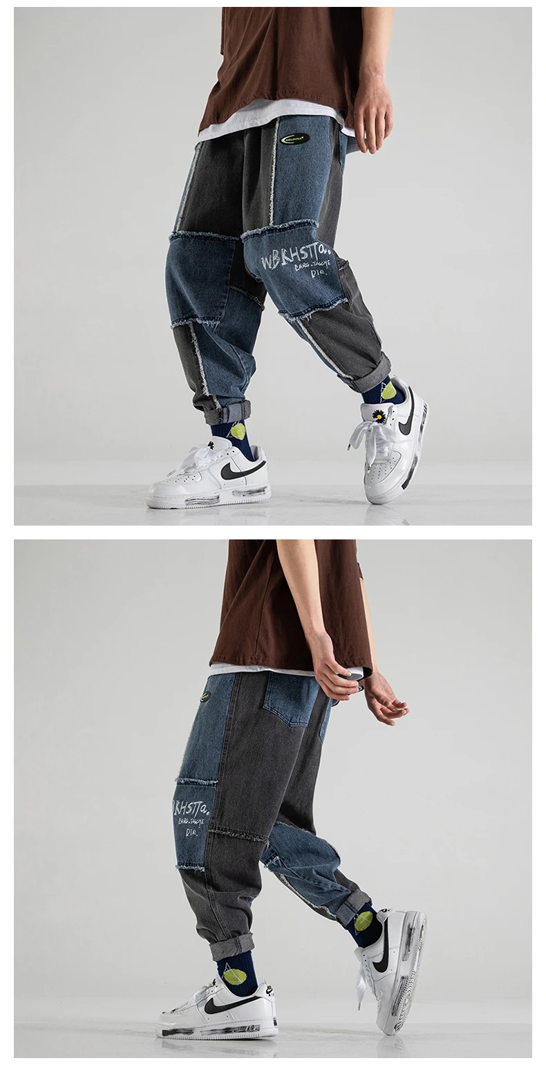 Waliicorners Men Jeans Pants Loose Multi Pockets Denim Cargo Pants Streetwear Hip Hop Harem Baggy Trousers 14 Hf1ca4824a18343d7ac407988f29f04c7L