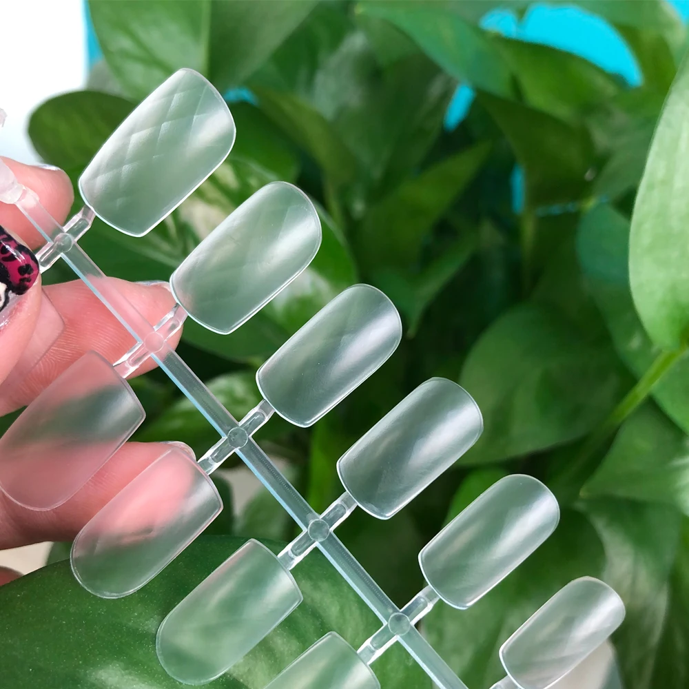 CLEAR-500Pcs Fingerqueen, 60 шт., матовые накладные ногти, квадратная головка, туманные накладные ногти, чистые натуральные цвета, балетная отделка, дизайн, кончики для ногтей - Цвет: CLEAR-500Pcs