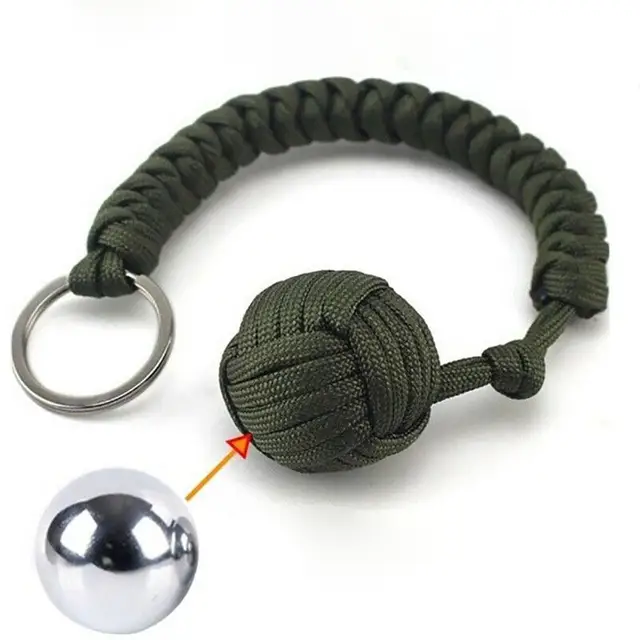 US $3.34 1Pcs Outdoor Sports Equipment Monkey Fist Round Umbrella Rope Key Ring Pendant Self-defense Ball Ke