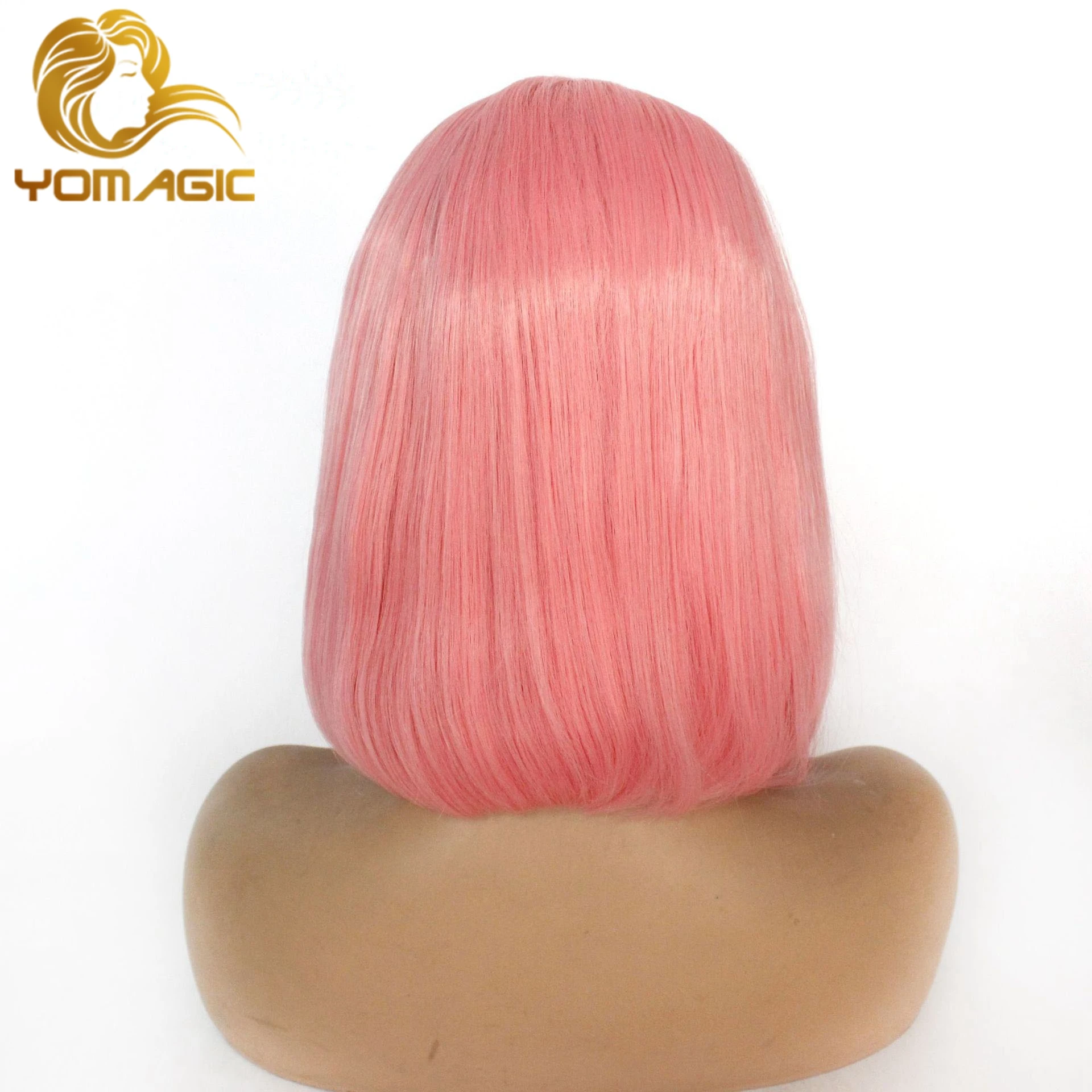 Yomic Hair розового цвета синтетические волосы на кружевной передней части Короткие