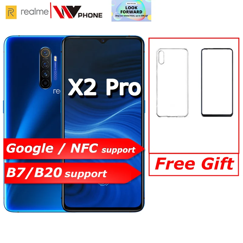  realme X2 pro X 2 Moblie Phone Snapdragon 855 plus 64MP Quad Camera 6.5'' Full Screen NFC OPPO Cell