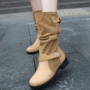 

2020 New Arrivals Big Size 43 Comfortable Outdoor Western Boots Women Shoes Female Mid-calf Boots