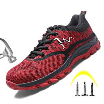

Fashion Summer Women Steel Toe Puncture-proof Unisex Safety Casual Work Shoes Outdoor Sneakers Breathable Mesh Boots