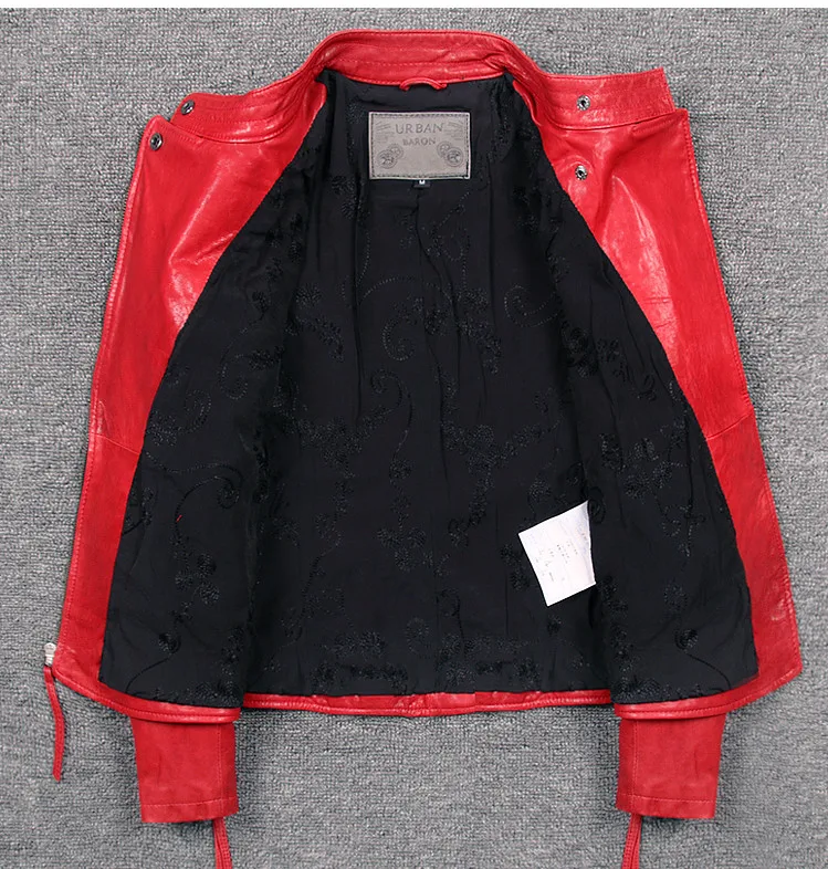 Women Genuine Leather Jackets Sheepskin Motorcycle Jackets Female Slim fit Leather Coat S-2XL