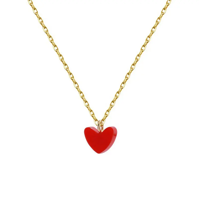Милые Чокеры с красным сердцем, ожерелье s для женщин, модные ювелирные изделия, короткое ожерелье с ключицей, Bijoux Femme, Новинка - Окраска металла: R