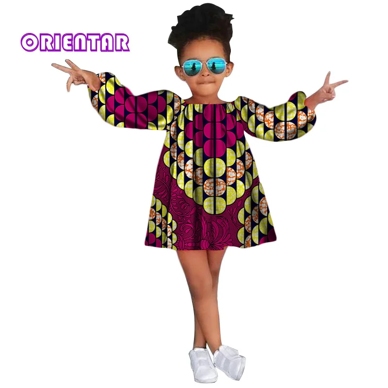 Милое детское платье в африканском стиле для девочек; платья с длинными рукавами и принтом в африканском стиле; вечерние платья для маленьких девочек; модная одежда в африканском стиле; Bazin Riche; WYT225 - Цвет: 25