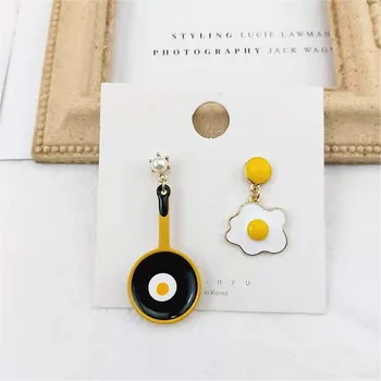 

The New Fashionable Joker Pan Fried Eggs Fried Rice Cooker Wacky Fun Happiness Earrings Party Personality Female Jewelry Gifts