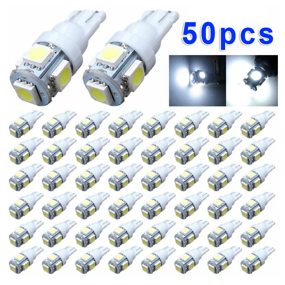 50 шт. супер белый T10 Клин 5 SMD 5050 W5W 194 168 2825 158 192 светодиодный лампы Грузовик светильник Системы светильник Инж