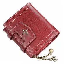 Leather Wallet Womens Fashion Flower Pendant Zipper Coin Bag Hasp Card Holder Lady Purse Wallet Purse Women Carteira Feminina