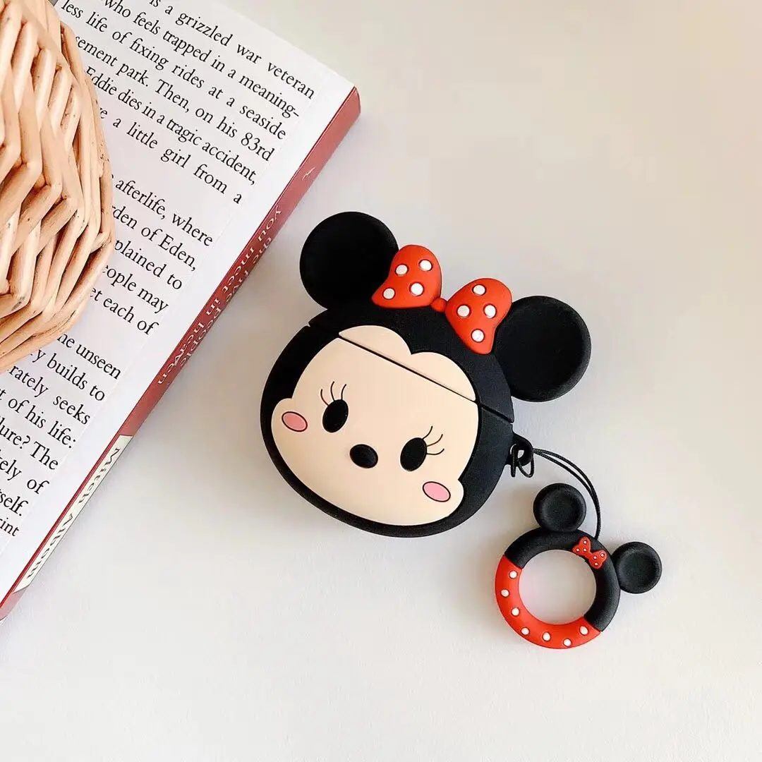 Super cute 3D Stitch cartoon silicone protection ring lanyard Wireless Earphone Charging case for AirPods 1 2 Bluetooth cover