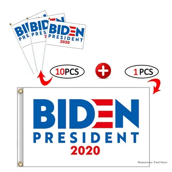 

2020 U.S. General Election Joe Biden 2020 Flag Hand-Waving Flags with Flagpole 14X21cm 10PCS/Bag Flags Banner Decorations New