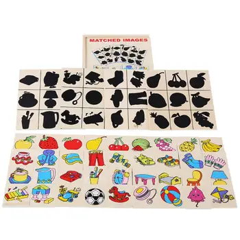 

Wooden Graphics Shadow Matching Cards Puzzle Learning Concentration Kids Toy