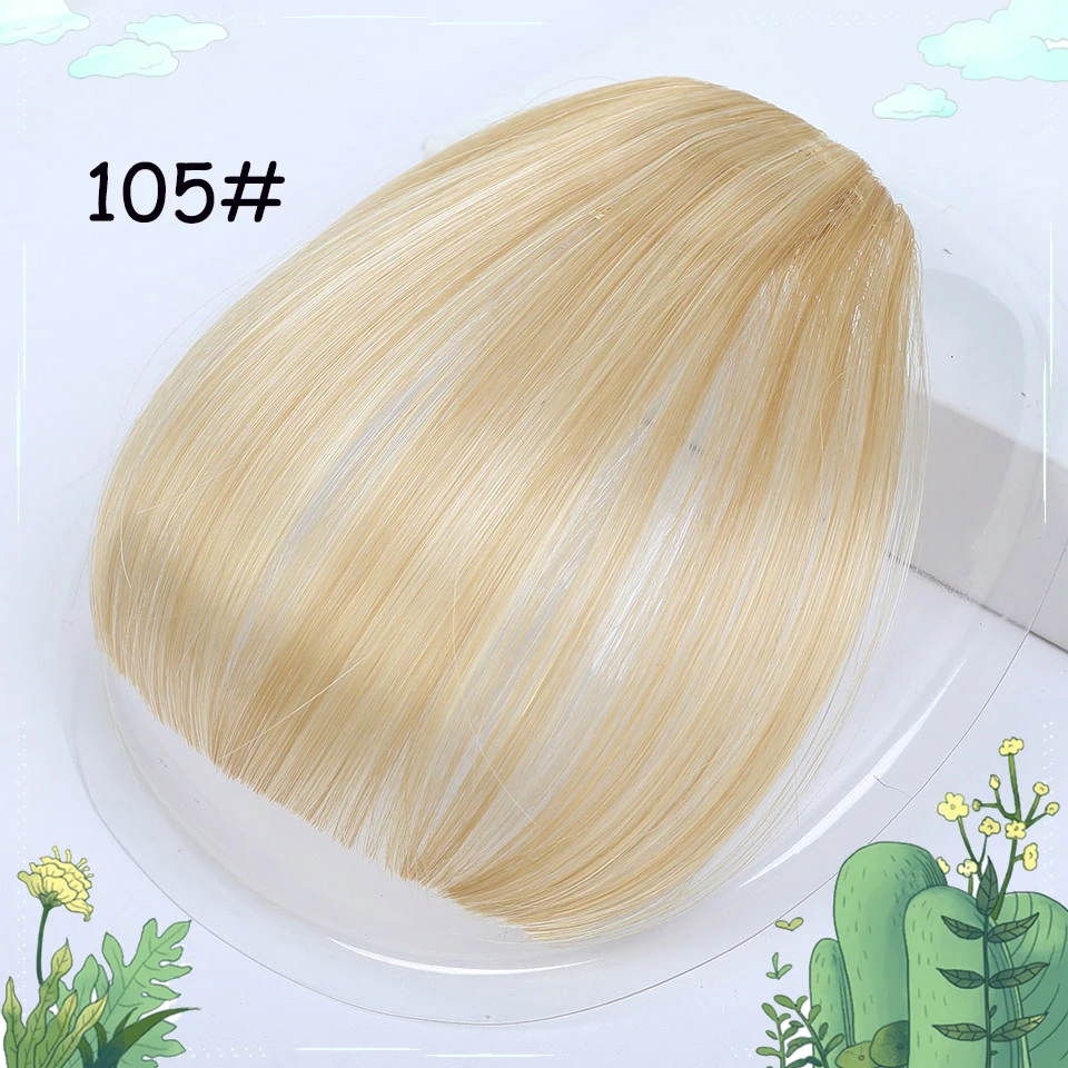 Короткая прямая челка на заколках для наращивания волос, высокотемпературная челка из волокна, шиньоны для женщин, натуральные короткие накладные волосы, челка - Цвет: 42-105