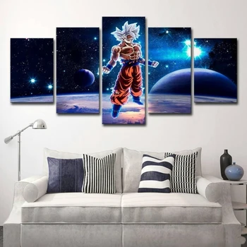 

5 Pieces Dragon Ball Z diamond painting cross stitch Full Round square Drill 5D DIY Painting Modern Wall Art Pearl Space