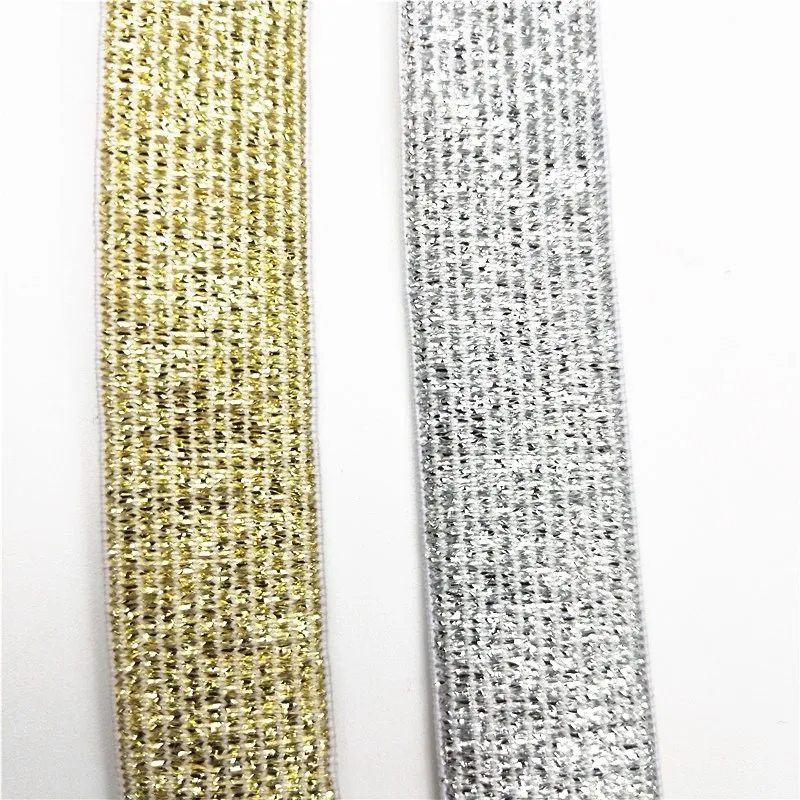 Glitter Gold Silver Elastic Bands 25mm 40mm Nylon Pants Lace Trim Waist Band for DIY Sewing Garment Trousers Accessories 1meter