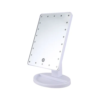 

LED Lights Press Screen Makeup Mirror 1X 10X Table Desktop Countertop Bright Adjustable USB Cable Or Batteries Use