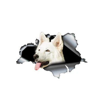 

Creative White Swiss Shepherd 3D Graphic Bumper Decorative Decal Vinyl Accessories Motorcycle PVC Cover Scratches