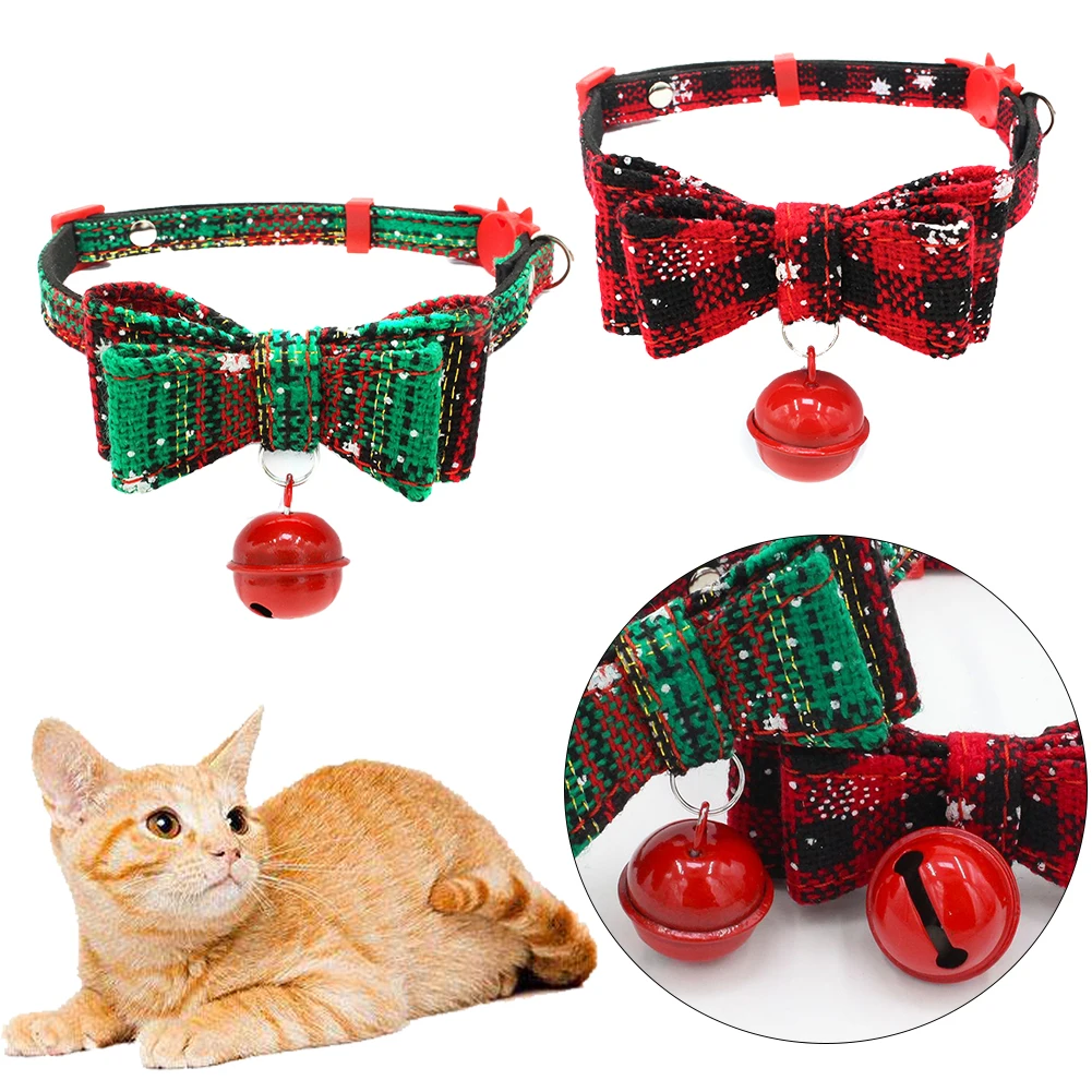 

New Christmas Snow Series Pet Dog Collar Harness Bowknot Collar Dog Cats Bells Cat Bow Tie Pet Festival Supplies Dropship