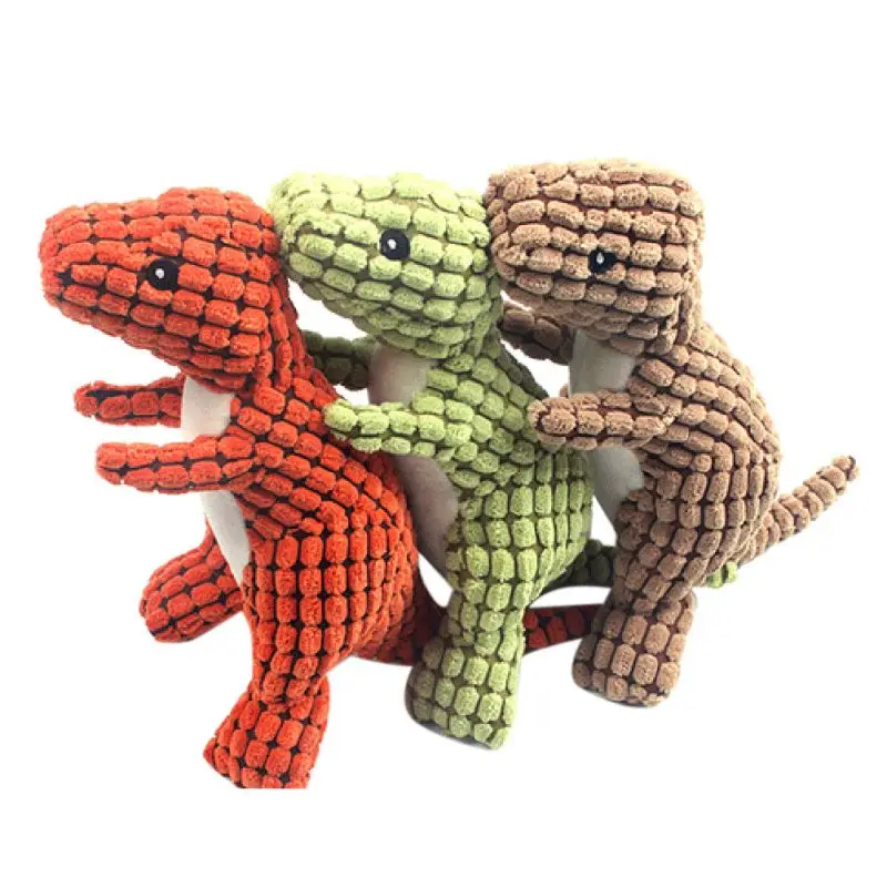 New Pet Dinosaur Shape Plush Chew Molar Squeaky Toys For Dogs Puppy Toys Brush Dog Teeth Pet Cotton Rope Toy High Quality