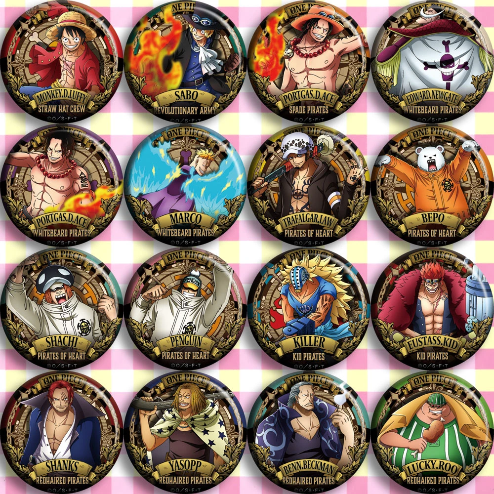 Brdwn One Piece Luffy Sabo Ace Edward Marco Law Bepo Shachi Eustass Shanks Yasopp Benn Lucky Cosplay Badge Costumes Badge Aliexpress