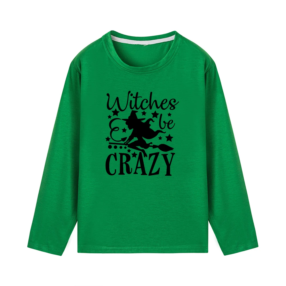 Wiches Crazy/Лидер продаж, футболка детская футболка с длинными рукавами на Хэллоуин топы для мальчиков и девочек, коллекция года, стиль, модные крутые вечерние футболки - Цвет: 43N8-KLTGN-