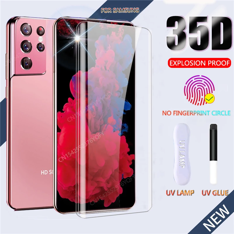 UV Tempered Glass For Samsung Galaxy S21 Ultra S20 Plus S10 Screen