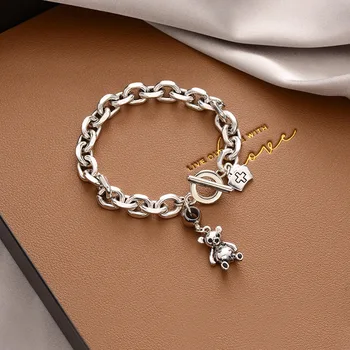 

Fashion Cool Punk Gummy Bears Hollow out Ball Bead Chain Couples Chain Students Simple Retro Cool Bracelets