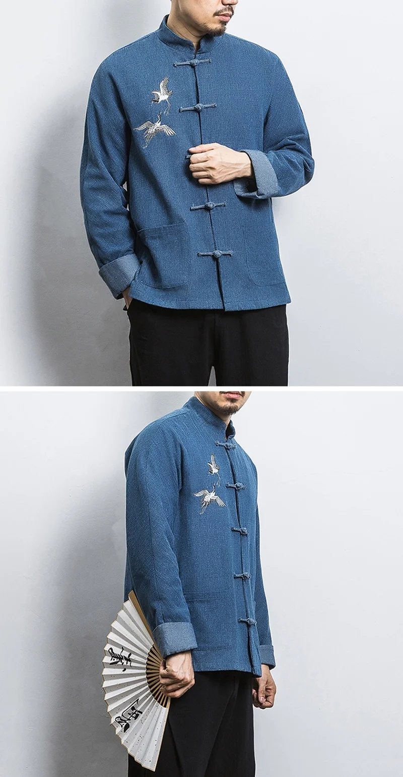 Traditional Chinese Clothing For Men Outerwear Male Jacket Mandarin Collar Suit Tangzhuang Men Clothes 2019 KK3251