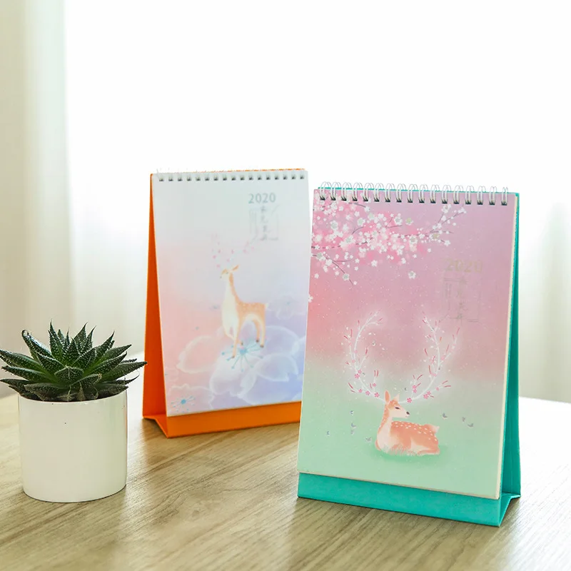 New Lovely Deer and Flower Desk Calendar Daily Schedule Planner Cartoon Table Calendar.07-.12