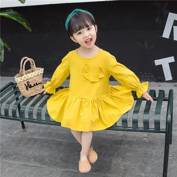 

3-8 years girl dress 2020 spring cartoon casual full sleeves Dot kid children girls clothing princess dress for kids