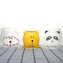 В форме медведя с двойными стенками, прозрачная стеклянная чашка для чая, кофейные чашки для влюбленных, кружка, подарок для детей