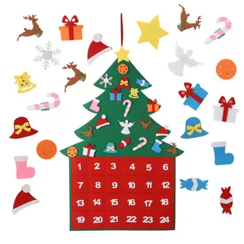 

DIY Felt Christmas Tree Advent Calendars 24 Days Countdown Calendars Handmade Craft Wall Hanging Decor Kid Gift Supplies