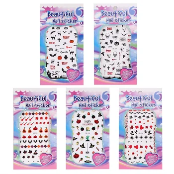 

5pcs Halloween Nail Art Stickers Eco-friendly Waterproof Nail Tip Decor