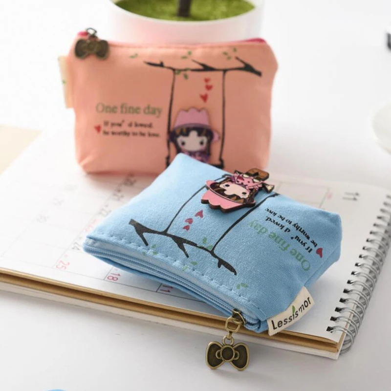 Cute Cartoon Animal Coin Purse Women Mini Canvas Card Holder Small Wallet Pouch Daily Storage Bag Kawaii Girls PVC Purse Clutch