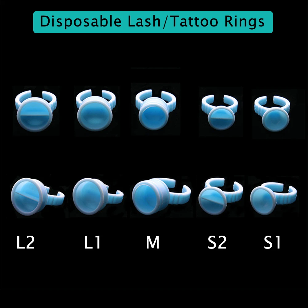 Disposable Lash and Tattoo Rings Plastic Permanent Makeup Pigment Holder Pallet For Eyelash Extension Glue Divider in Blue Color Disposable Lash and Tattoo Rings Plastic Permanent Makeup Pigment Holder Pallet For Eyelash Extension Glue Divider in Blue Color
