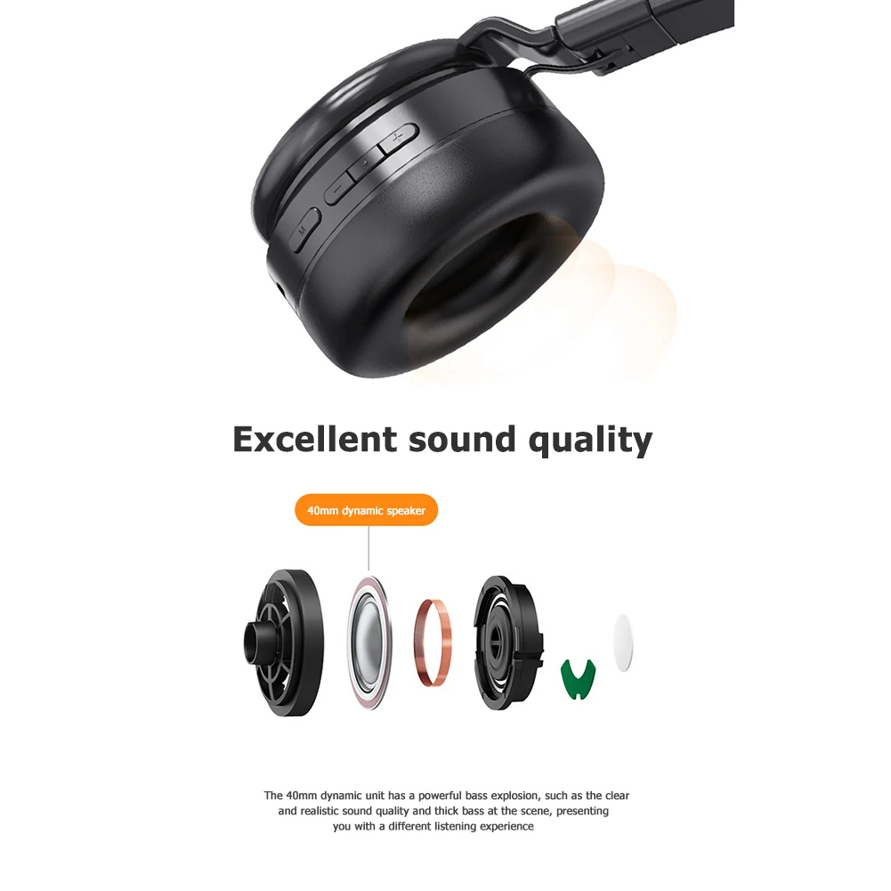 Foldable Bluetooth Headphone Wired Wireless Over Ear Headset with Microphones Wired Earphone HiFi Headphones