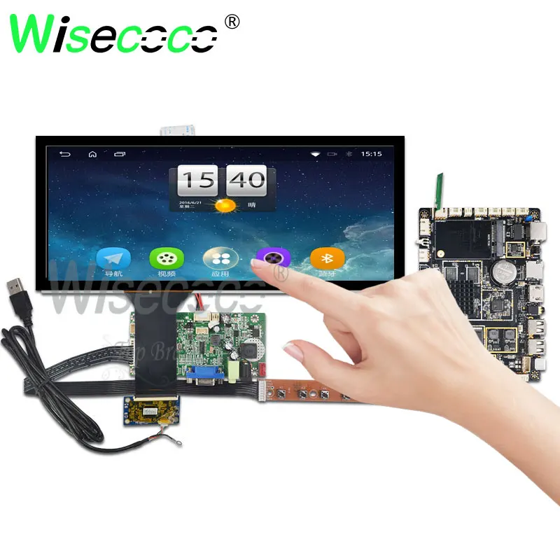 whole set 12,3 дюймов 1290*720 ips антибликовый сенсорный ЖК-дисплей для автомобильного экрана с Bluetooth HDMI VGA драйвер плата Android система - Цвет: whole set
