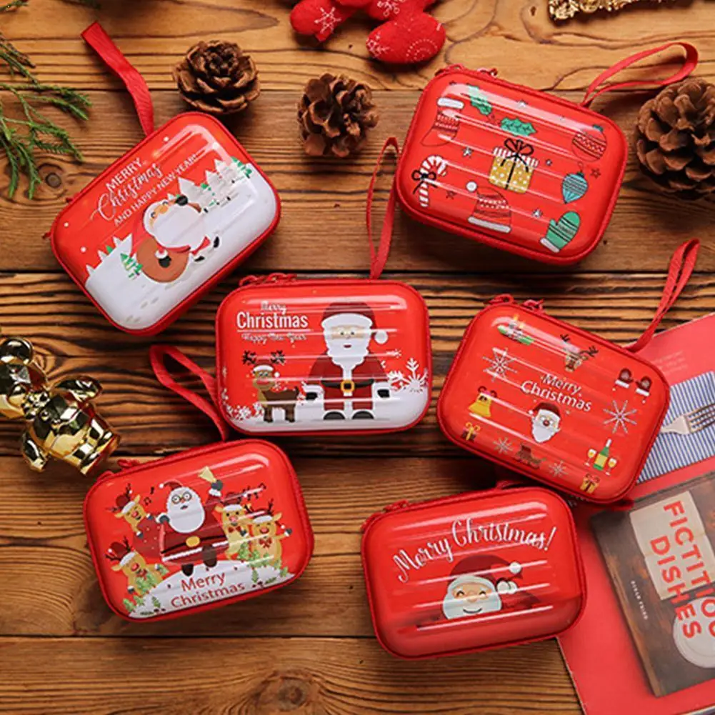 

7*3.5*10cm Cartoon Coin Purse Tinplate Christmas Candy Gifts New Wallet Coin Purse Navidad Bag Merry Purse Year Christmas X B5U9