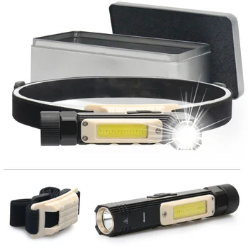 

head led flashlight with magnet multifunctional rechargeable head lamp xm l2 cob headlamp usb headlight waterproof outdoor lamp